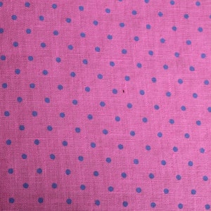50 x 150 cm, LEINENSTOFF Punkte Dots pink/blau Leinen Stoff aufgeweicht vorgewaschen Stoff Punkte rosa blaue Punkte Leinenkleid Kinderstoff Bild 1