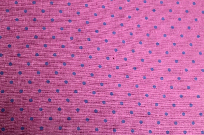 50 x 150 cm, LEINENSTOFF Punkte Dots pink/blau Leinen Stoff aufgeweicht vorgewaschen Stoff Punkte rosa blaue Punkte Leinenkleid Kinderstoff Bild 1