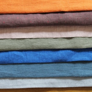 LINEN LINEN FABRIC SAMPLES Fabric samples pre-washed various colors Rust Plum Safari Green Old pink Blue Medium blue Light blue Fabric for dress