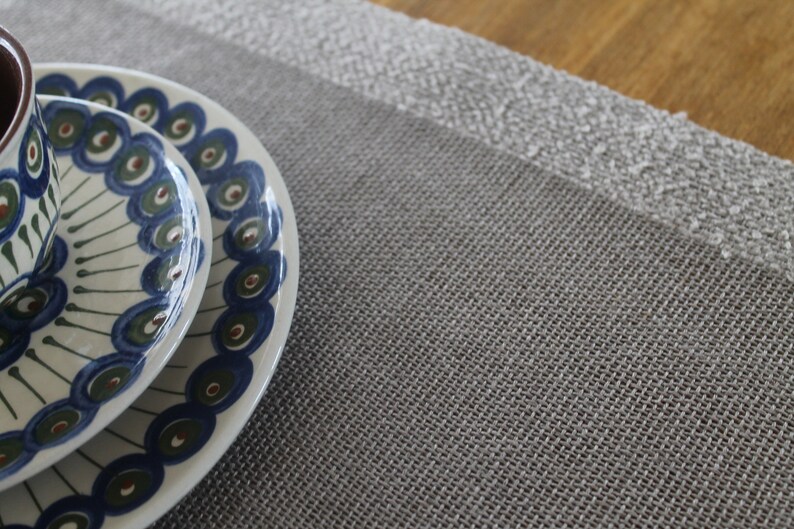 HANDGEWEBTE PLATZSETS LINEN natural grey 35 x 45 cm