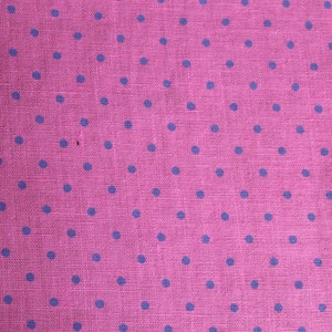 50 x 150 cm, LEINENSTOFF Punkte Dots pink/blau Leinen Stoff aufgeweicht vorgewaschen Stoff Punkte rosa blaue Punkte Leinenkleid Kinderstoff Bild 2