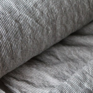 50 x 160 cm, LINEN FABRIC STRIPES Grey/Natural, Linen fabric for curtains, clothing, dress, blouse, shirt, fabric linen, fabric stripes