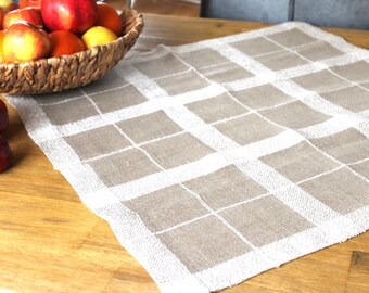 Handwoven tablecloth. Linen tablecloth 70 x 70 cm. White tablecloth. Gift for women. Country-style tablecloth. Unique woven tablecloth.