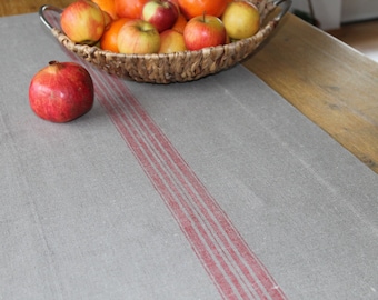 HAND WOVEN TABLE RUNNER LINEN, 50 x 150 cm, natural gray, handmade, hand woven, table, table runner gray hand woven, table linen linen gray