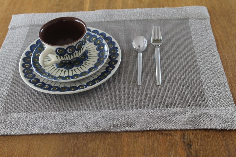 HANDGEWEBTE PLATZSETS LINEN natural grey 35 x 45 cm