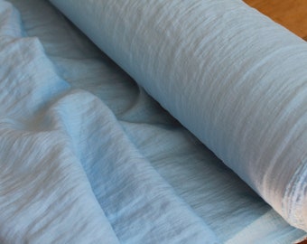 50 x 150 cm, LINEN FABRIC sky blue, softened pre-washed linen, suitable for clothing, curtains, bed linen, trousers dress blouse shirt