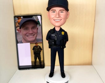 Aangepaste politieagent beeldjes, aangepaste politieagent bobblehead, gepersonaliseerde politie bobblehead, uniek pensioencadeau voor wetshandhaving