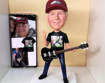 Custom Musician Bobblehead, Personalized Guitar Player Figurine