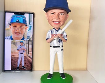 Personalizowana figurka baseballowa Bobblehead, spersonalizowana rzeźba z gliny polimerowej