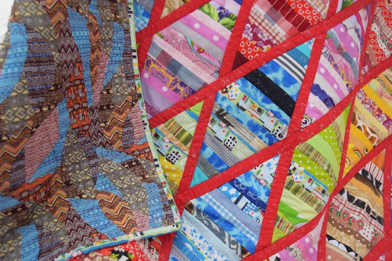 PDF Quilt Pattern Patchwork quilt from the remains Quilt Pattern Throw Easy Pieced diamonds Scraps quilt pattern