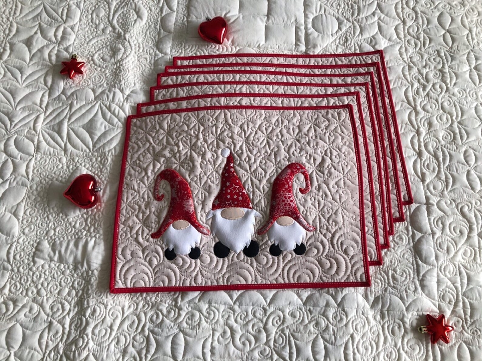 Christmas Quilted Set of six placemats with fairy gnomes Xmax Etsy