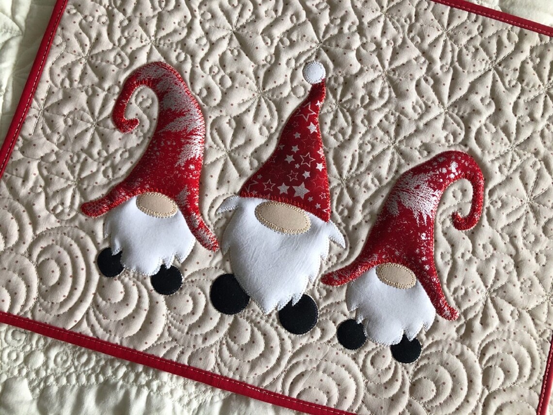 Christmas Quilted Set of six placemats with fairy gnomes Xmax Etsy