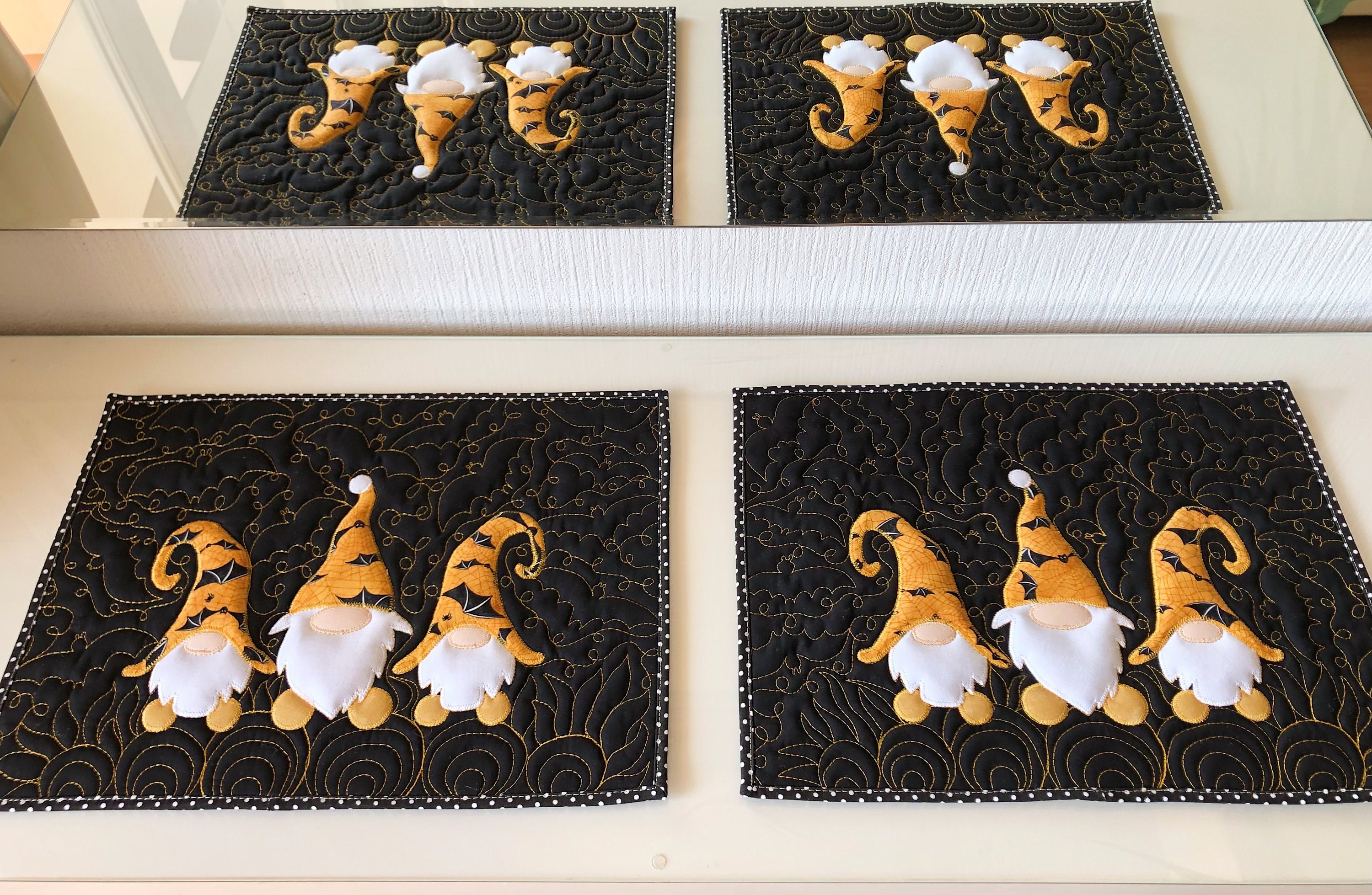 Halloween set of six quilted placemats with fairy gnomes Etsy