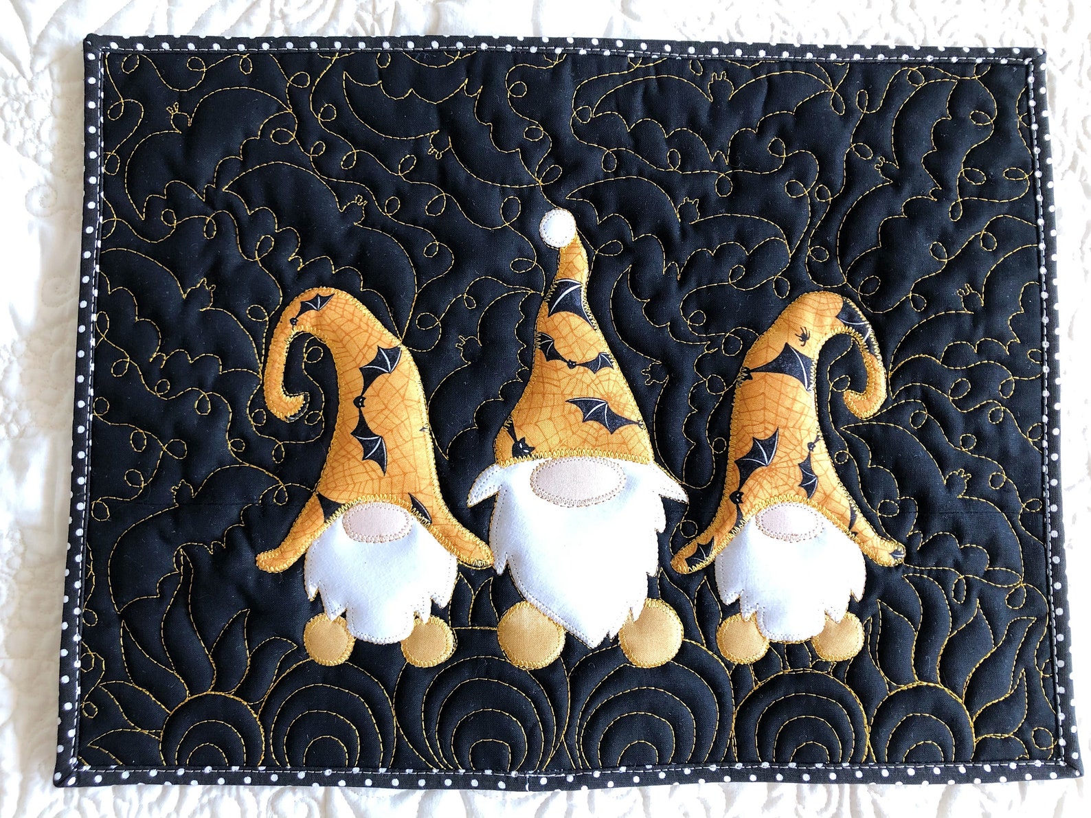 Halloween set of six quilted placemats with fairy gnomes Etsy