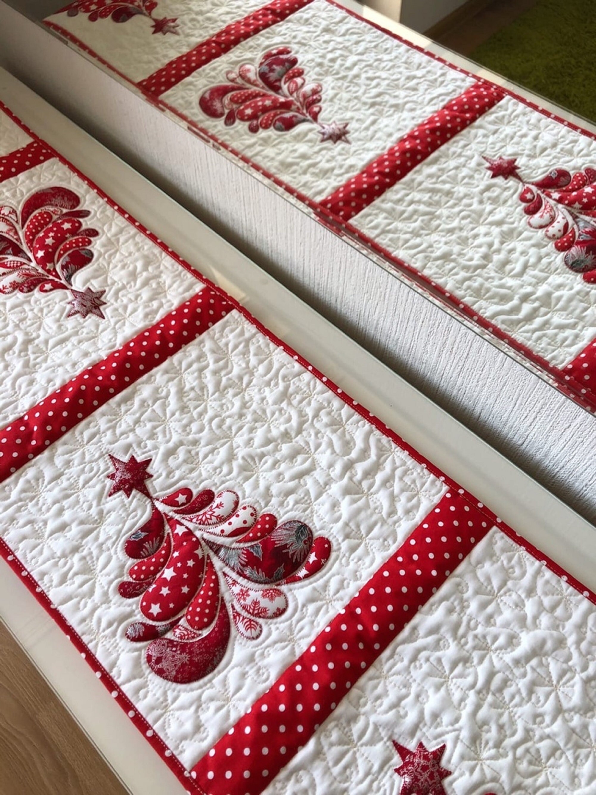 Weihnachten lange Tischläufer weißroten Kamin Akzent Etsy