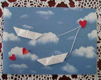 Carte de mariage, origami, anniversaire de mariage