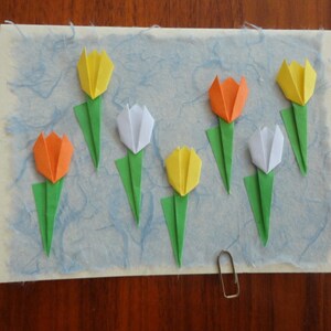 Verjaardagskaart, origami, tulpenkaart, 1 van 2