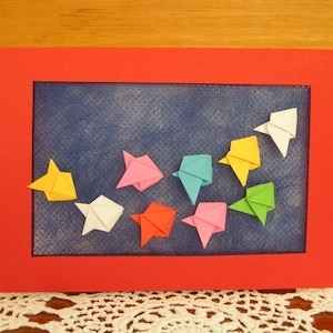 kaart, vis, origami, communie, doop