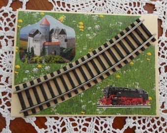 Carte de vœux modélisme ferroviaire, chemin de fer, carte de passe-temps