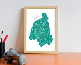 Magdeburger Stadtteile | Illustration, Stadtplan, Plakat, Poster, Grafik, Zeichnung, DIN A4