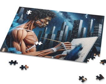 Puzzles for Black Men, African American Male Artist, Jigsaw Puzzles For Adults 500 Pieces, Masculine Puzzle, Gift for Black Dad, Afrocentric