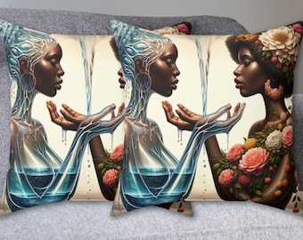 Black Girl Magic Pillow, Afrocentric Artwork, African American Home Decor, New Home Owner Housewarming Gift, Friendship Gift for Black Women
