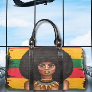 Custom Travel Bag for Women, Black Girl Trip, Carryon Duffle, Waterproof Travel Bag for African American Woman, Gift for Friends Who Travel