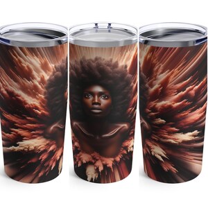 Black Girl Tumbler, 20oz Travel Tumbler for Black Women, Women Empowerment, Afrocentric Artwork, Ethnic Gift, African American Coffee Cup