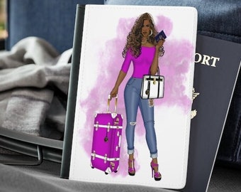 Customizable Passport Cover, Black Girl Travel Passport Holders, Passport Cover With Rfid Blocking, Passport Book Holder for Black Women