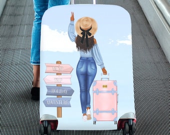 Luggage Cover Protector - Suitcase Cover - Gift Ideas for Black Women - Travel Gear - Vacation Mode - Ethnic Bag - Girls Trip - Road Trip