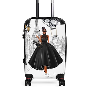 Suitcase for Black Women, Black Girl Suitcase, African American Luggage, Carry On Suitcase, Black Girl Luggage, Paris Suitcase, Paris Theme