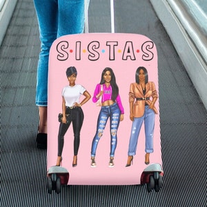 Luggage Cover 18 Inch for Black Women, Luggage Cover Suitcase Protector for African American Girl, Unique Travel Gift for Girls Trip Weekend image 1