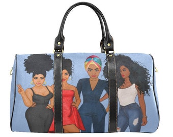 African American Travel Bag - Black Woman Travel Bag - Black Girl Bag - Duffle Bag - Weekender Bag - Black Woman Bag - Travel Bag for Women