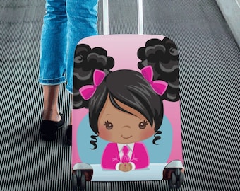Custom Black Mini Boss Baby Suitcase Luggage Cover - Birthday Travel Gift Idea for Girls - Travel Luggage Anti Scratch Dust-proof Protector