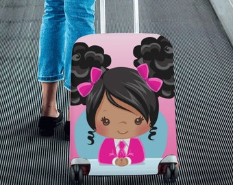 Custom Black Mini Boss Baby Suitcase Luggage Cover - Birthday Travel Gift Idea for Girls - Travel Luggage Anti Scratch Dust-proof Protector