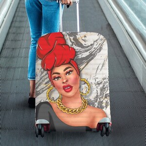 African American Luggage Cover, Luggage Cover Suitcase Protector for Black Woman, Personalized Suitcase Cover for Women, Black Girl Magic