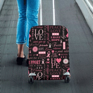 Breast Cancer Survivor Awareness Luggage Cover Travel Gear Anti Scratch Dust-proof Luggage Cover Protector Gift Ideas for Women Travels Black