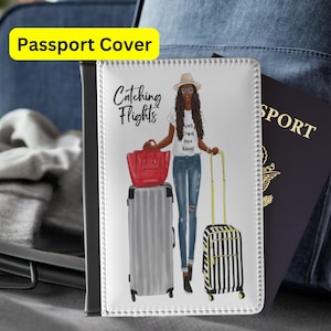 Passport Cover Personalized Black Girl, Passport Cover with Name, African American Passport Holder for Women, Gift for Friends Who Travel image 1