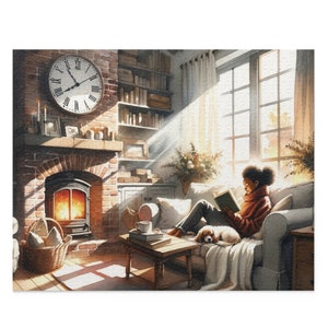 Black Girl Reading a Book, 500 Piece Puzzle Black Woman, Booktrovert Gift, Book Lover, Book Worm, African American Jigsaw Puzzle, Black Home Bild 9