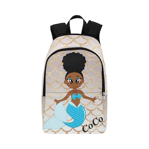 Back to School Backpack - Book Bag for Girls - Black Mermaid - Personalized Backpack - Black Girl Backpack - Black Girls Rock - Cute Bag