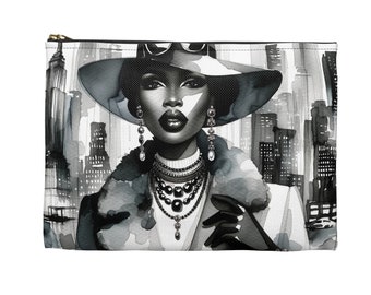 African American Girls Trip, Black Woman Zipper Pouch, Black Fashion Girl, African Woman Pencil Pouch, Custom Travel Toiletries for Her