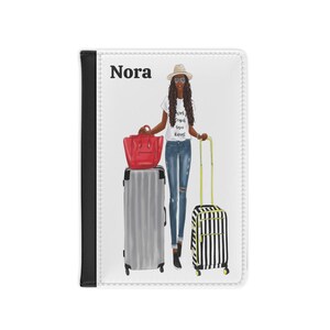Passport Cover Personalized Black Girl, Passport Cover with Name, African American Passport Holder for Women, Gift for Friends Who Travel Yes