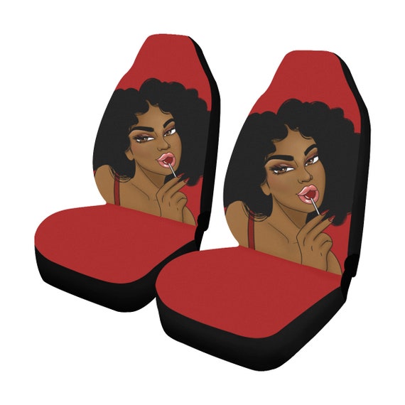African American Woman Seat Covers - Car Vehicle Accessories for Women - Car Seat Protector - Set of 2 Seat Covers for New Car - Gift Idea