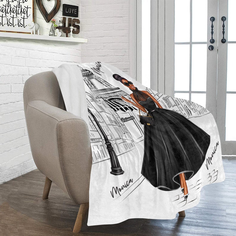 Lady in Paris Fleece Throw Blanket African American Blanket Etsy