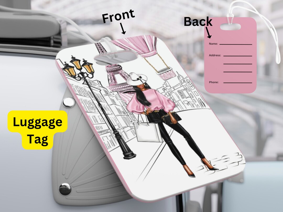 Black Girl Luggage Tag Lady In Paris Luggage Tag Suitcase Name Tag Black Girl Luggage Tag Lady In Paris Luggage Tag Suitcase Name Tag