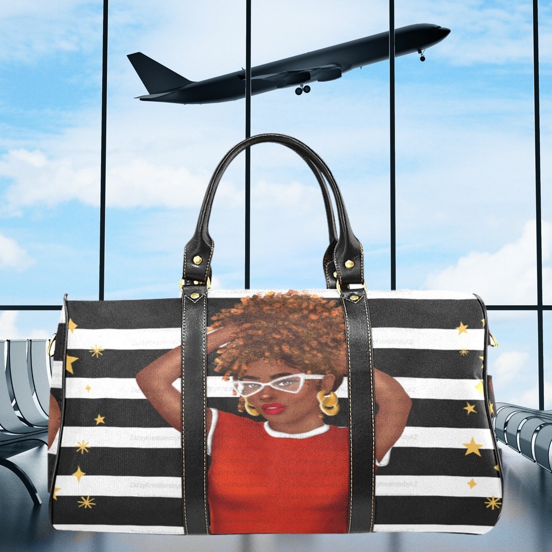 Black Girl Travel Bag, African American Duffle Bag, Weekend Travel Bag for Black Women, Black