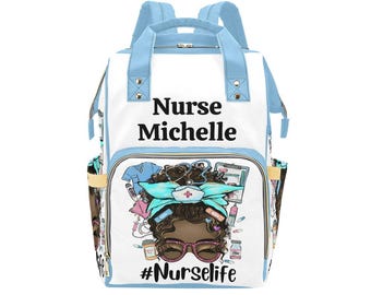 Personalized Nurse Life Backpack for Black Nurses, Custom Bookbag for Travel Nurse, Stylish & Functional Nurse Appreciation Gift for LPN