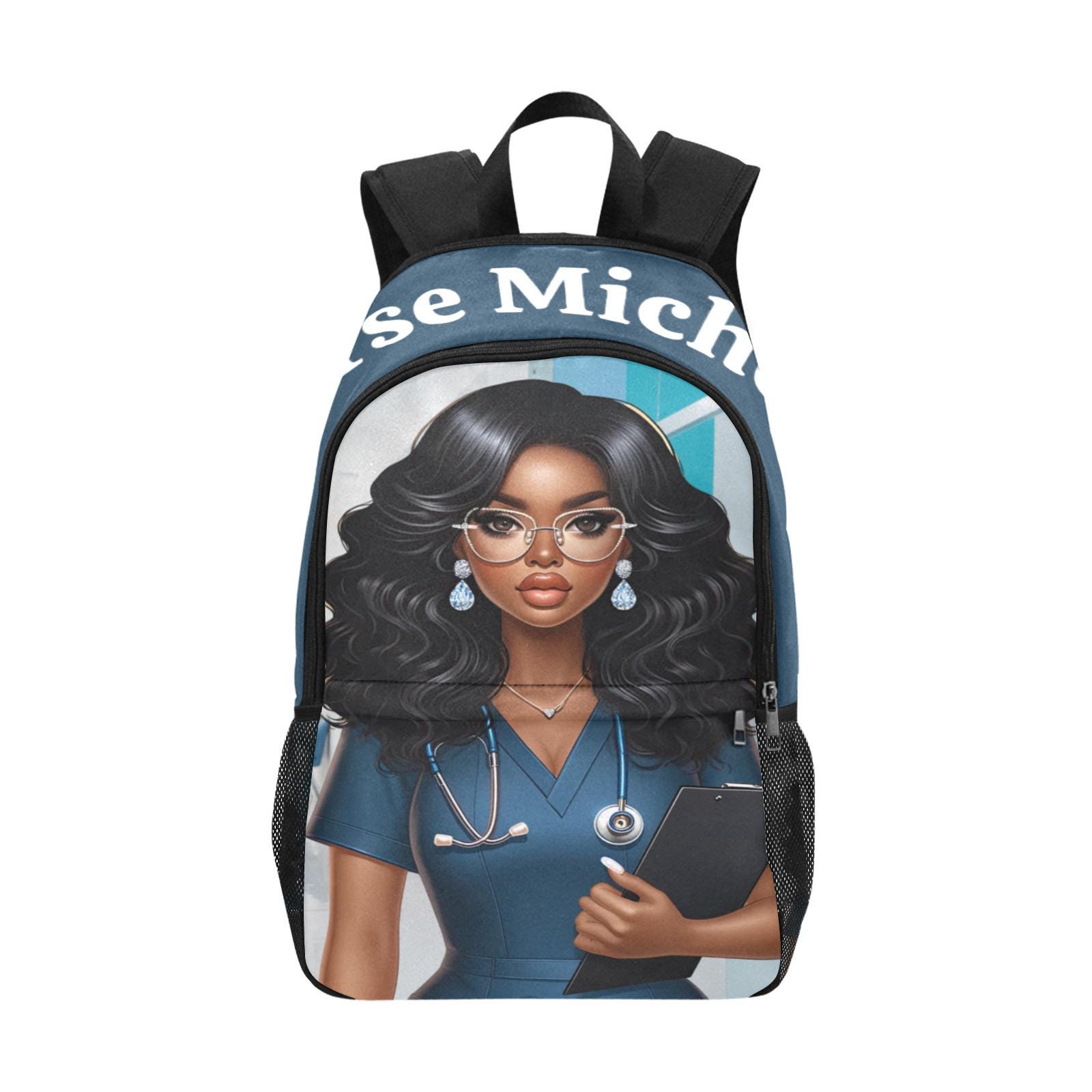 Personalized Nurse Backpack for a Black Woman, Cute and 