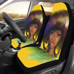 Car Seat Covers - Car Accessories for Women - Car Seat (2) Protector - New Car Accessory - African American Woman Seat Cover for Car - Gifts
