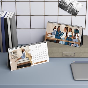 Personalized 2025 Desktop Calendar, Gift for Black Girls Who Love to Read, Book Lover Inspired Calendar, Black Woman Bookworm, Bookish Gift